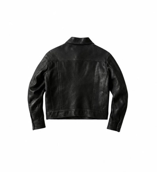 Men's Black Western Trucker Leather Jacket