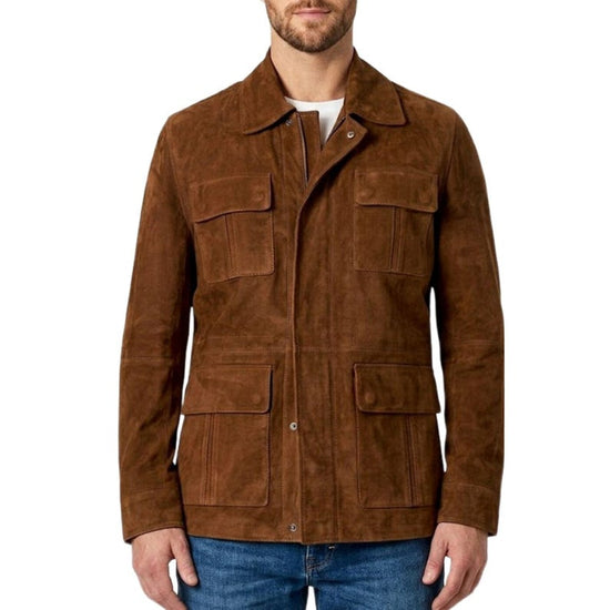 Men's Brown Suede Safari Field Jacket