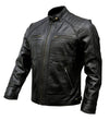 Men's Black Quilted Café Racer Leather Jacket