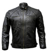 Men's Black Quilted Café Racer Leather Jacket