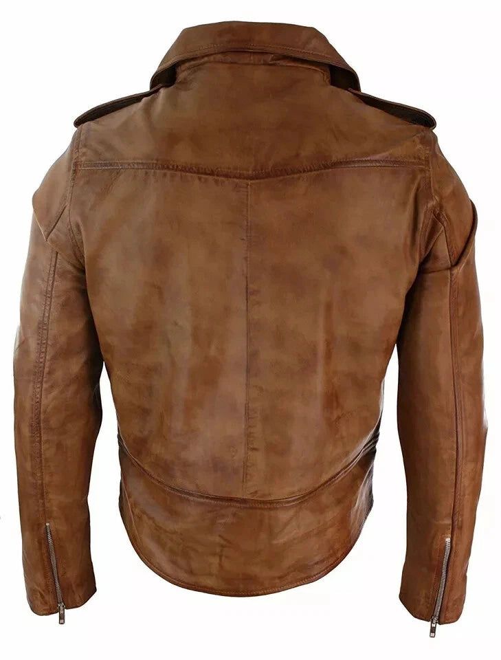 Men's Brown Classic Brando Biker Jacket