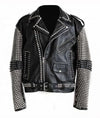 Men's Black Full Silver Studded Biker Jacket