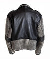 Men's Black Full Silver Studded Biker Jacket