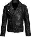 Men's Black Silver Spike Studded Biker Jacket