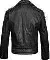 Men's Black Silver Spike Studded Biker Jacket