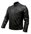 Men's Black Quilted Café Racer Leather Jacket