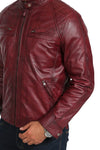 Men's Burgundy Café Racer Leather Jacket