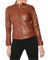 Women's Cognac Slim Biker Jacket