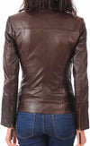 Women's Dark Brown Asymmetric Biker Jacket