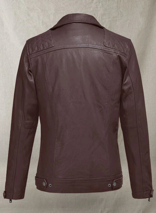 Men's Dark Maroon Biker Leather Jacket