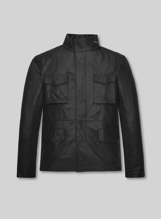 Men's Black M65-Style Field Leather Jacket