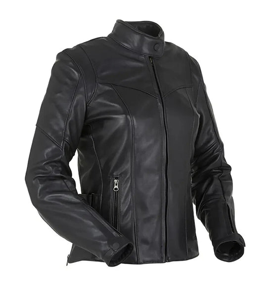 Women's Black Stand-Collar Riding Jacket
