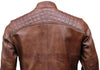 Men's Brown Distressed Diamond Quilted Biker Jacket